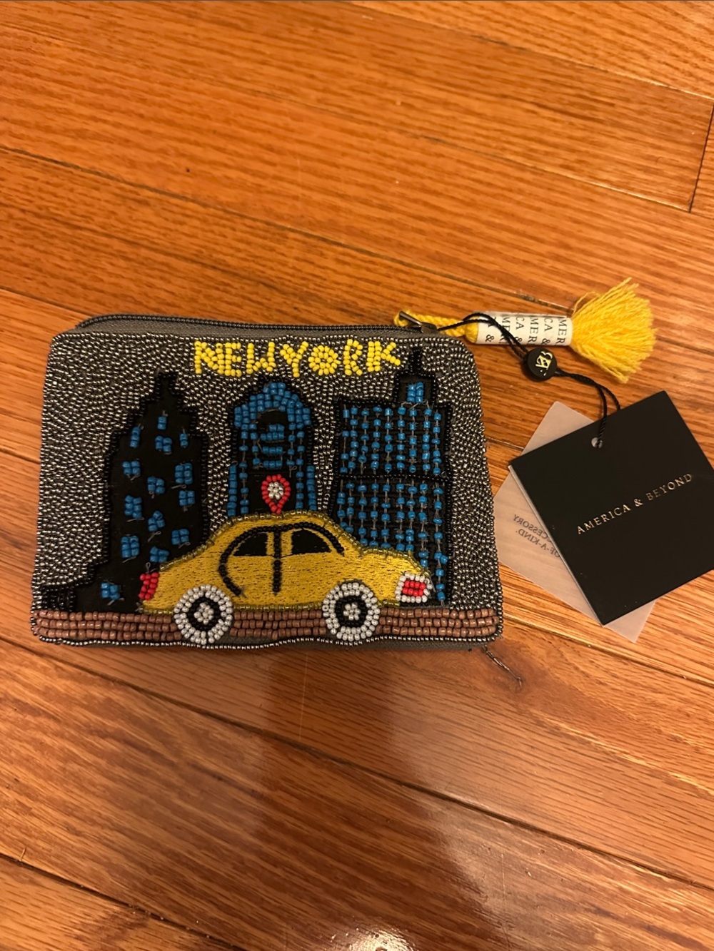 America & Beyond New York Yellow Taxi Beaded Card Holder